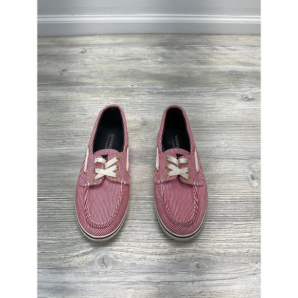 SPERRY  STRIPED RED & WHITE BOAT LOAFERS J11 SHOES - Picture 3 of 7